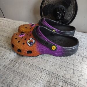 CROCS Purple and Orange Platform Shoes with Classic Clog Design Womens 9 Mens 11